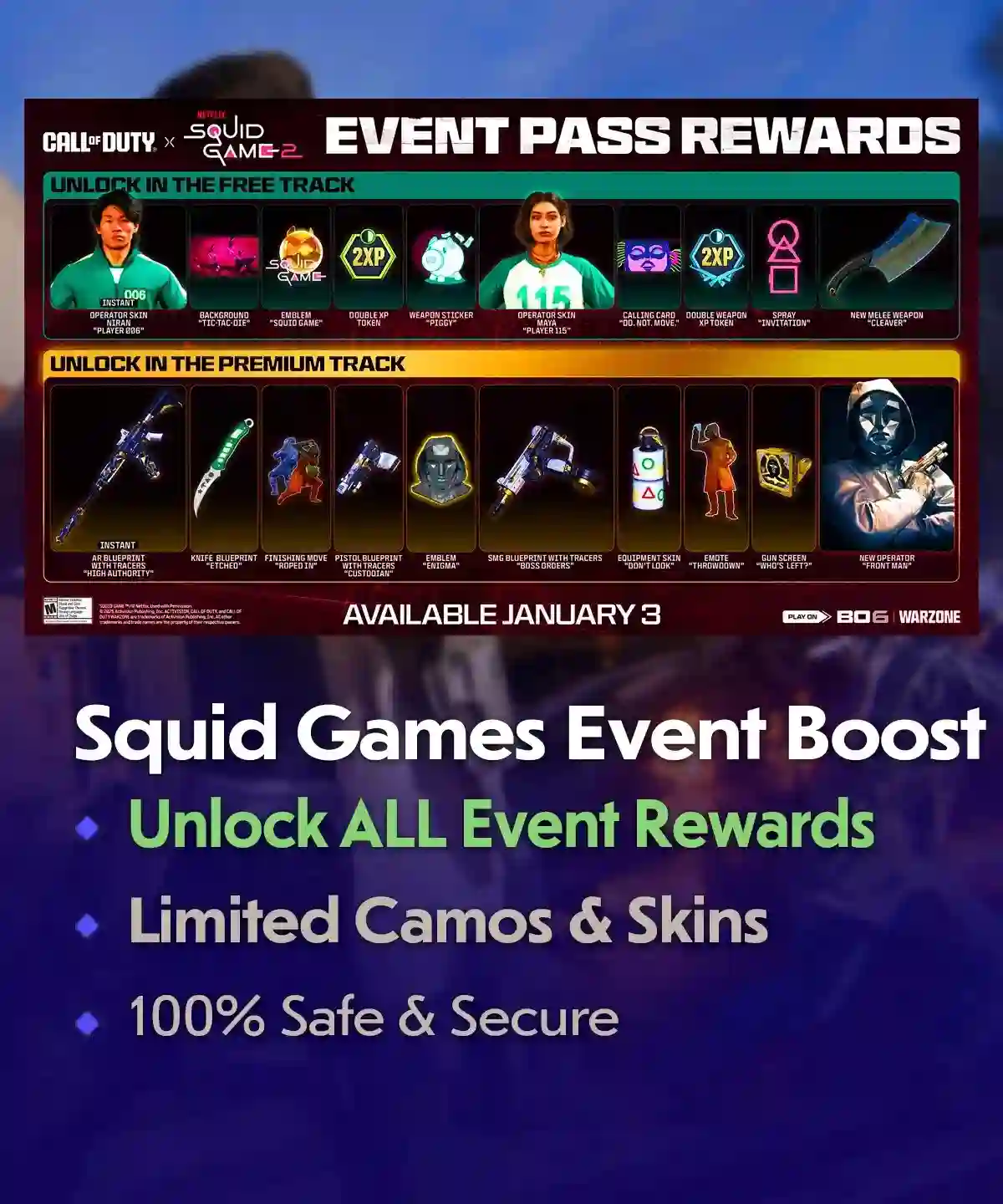 COD BO6 Squid Game Event Boost – Unlock ALL Rewards